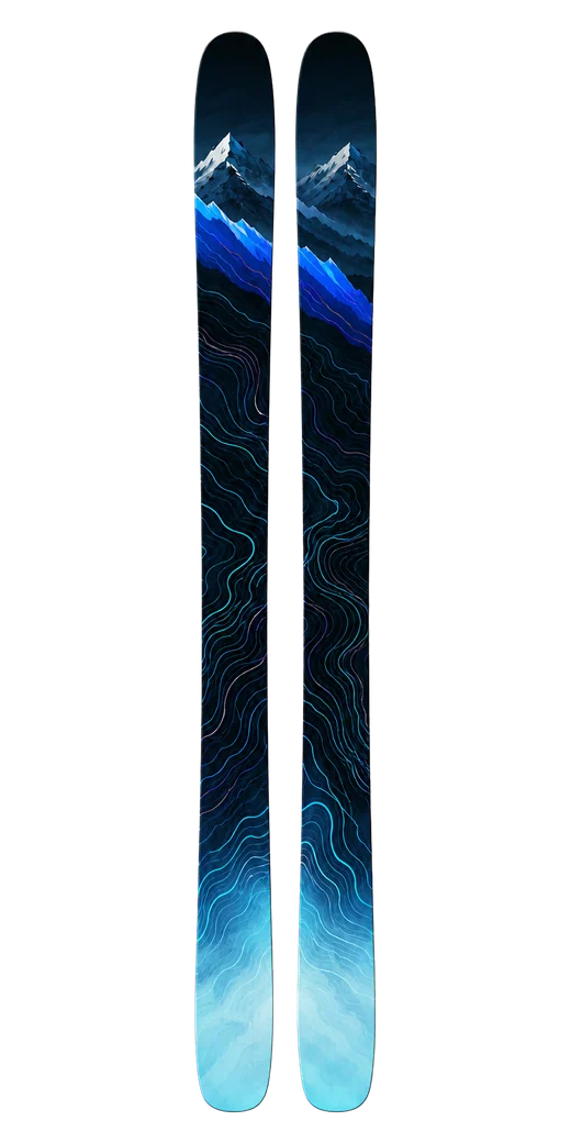 Dark alpine ski pair